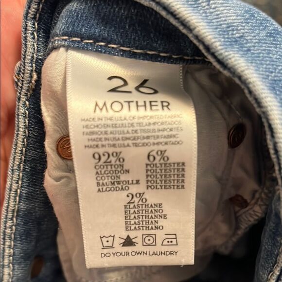 Mother The Looker Crop Blue Distressed Ripped Jeans Whole Lotta Trouble - Picture 9 of 13